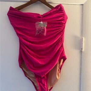 J. Crew Hot Pink Ruched One-Piece Swimsuit